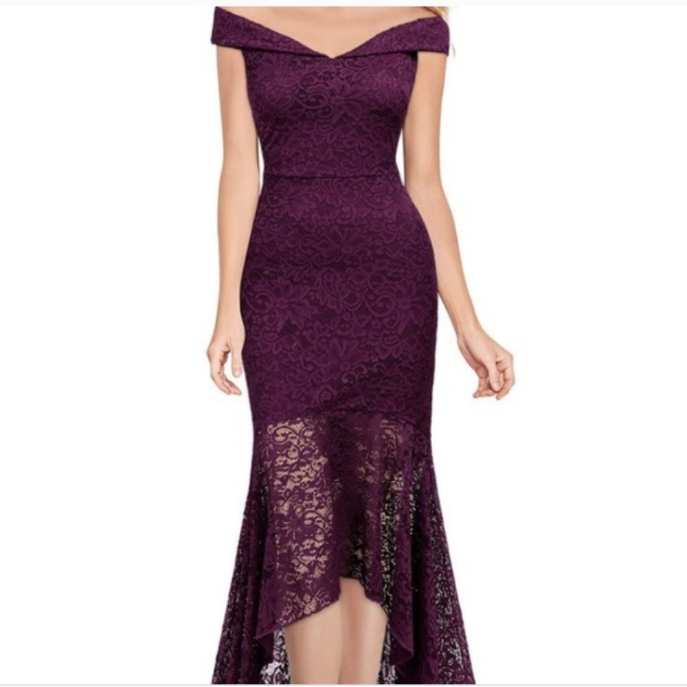 Miusol Vintage Off Shoulder Lace Evening Dress Medium